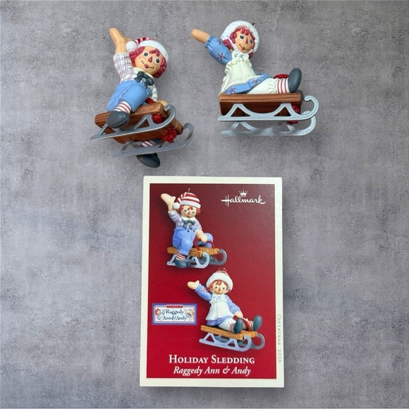 Hallmark Classic Raggedy Ann & Andy Holiday Sledding Keepsake Ornament - Picture 3 of 5